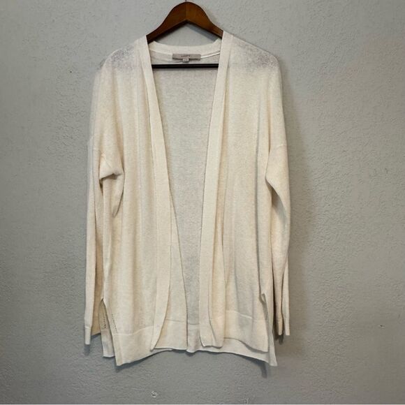 Women's LOFT Soft Cream Open Cardigan - Picture 2 of 6